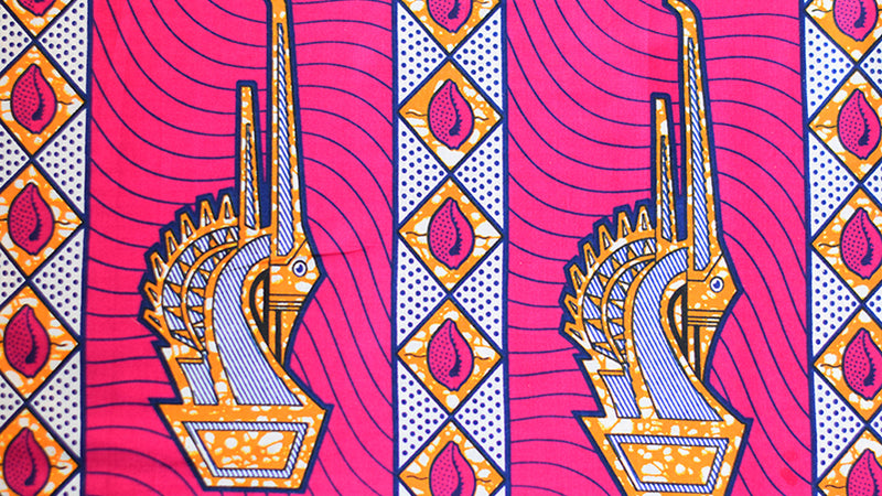 Cora&Lea - Wax 1806 fabric - fuchsia pink with Ciwara mask motifs