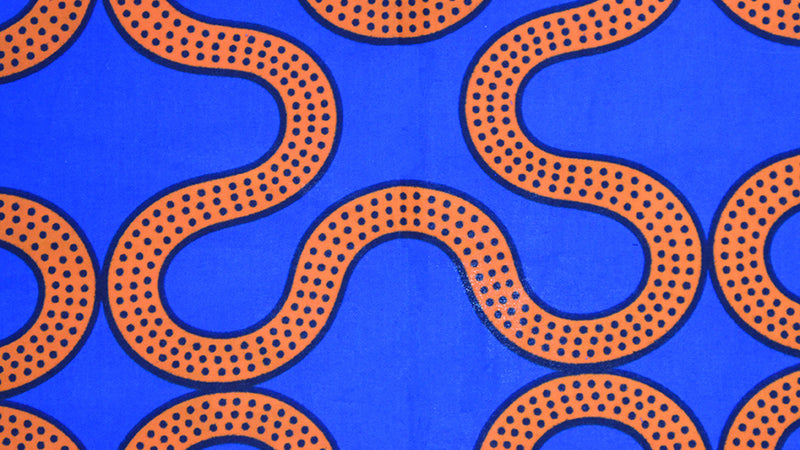 wax 1918 electric blue with orange motifs